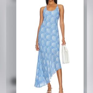 L'Academie Sigrid Blue Wave Midi Dress in Blue Wave Plaid 🌊🩵